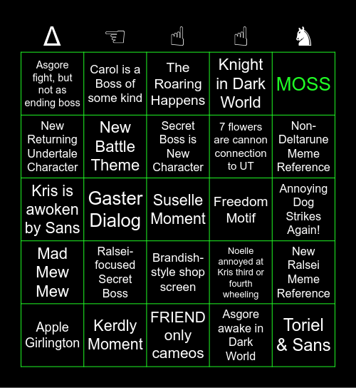 Deltarune Chapter 5 Bingo Card