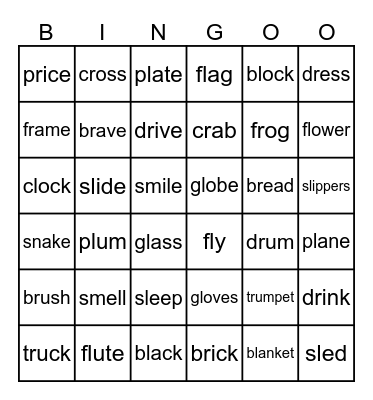Bingo long vowel Bingo Card