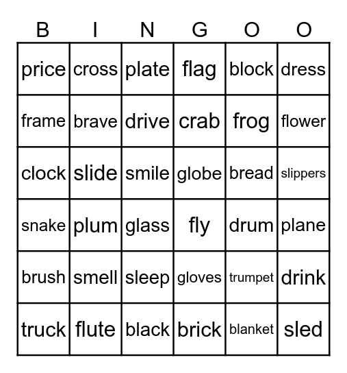 Bingo long vowel Bingo Card