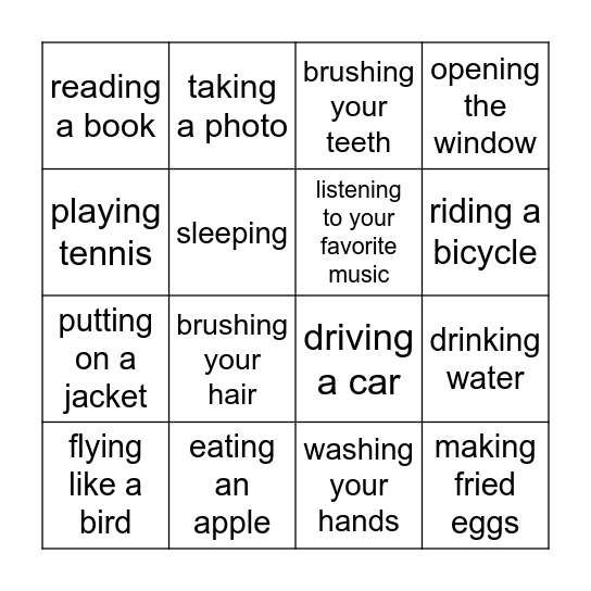 What am I doing? Bingo Card