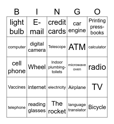 Inventions Bingo Card