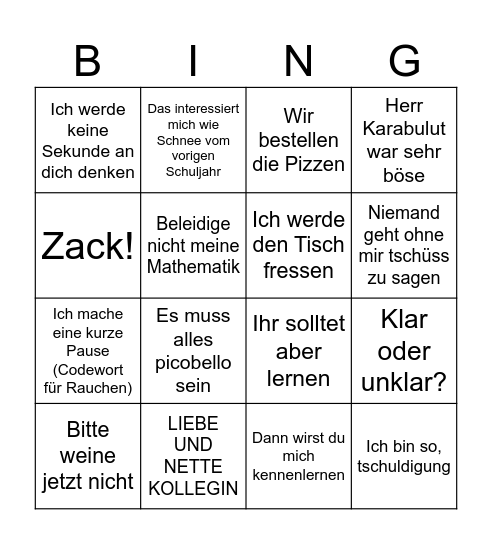 Vedad Bingo Card