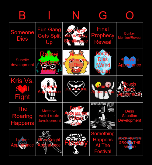 Deltarune Chapter Five Bingo Card