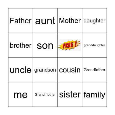 Family Bingo Card