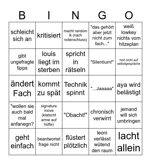 Frau BrB Bingo Card