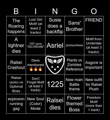 Deltarune Chapter 5 Bingo Card