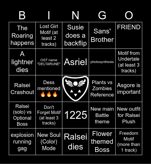 Deltarune Chapter 5 Bingo Card