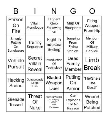 Action Shelf Bingo Card