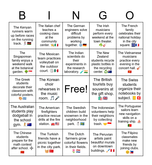 B17 L4 The Korean choir rehearses in the music room. 🎵🎤 Bingo Card