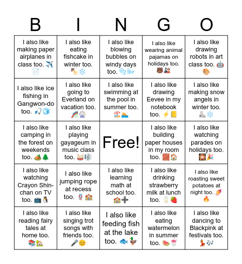B17 L2 Bingo Card