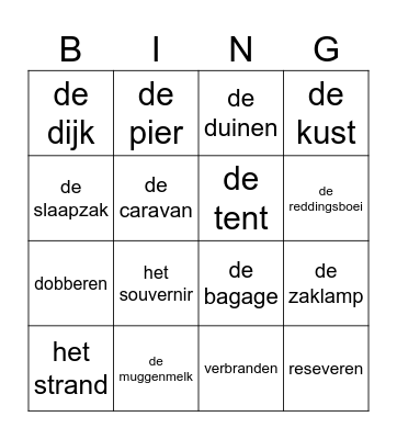 Vakantiebingo Card
