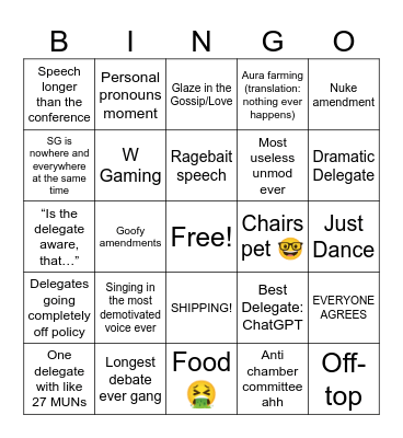 MUN BINGO Card