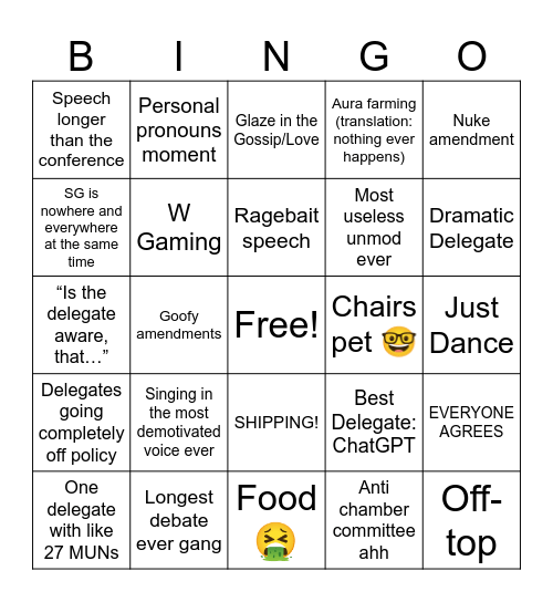MUN BINGO Card
