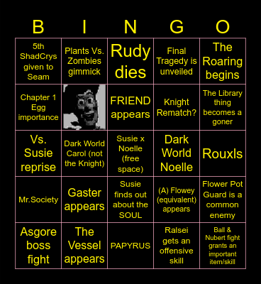 Deltarune Chapter 5 Bingo Card