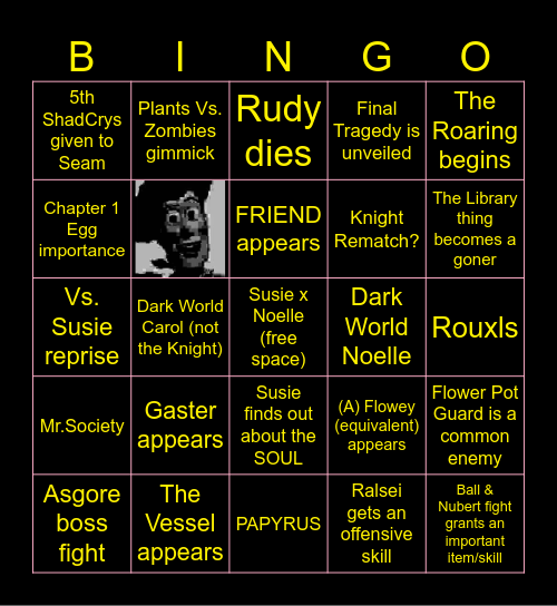 Deltarune Chapter 5 Bingo Card