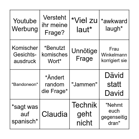 Frau Lechle Bingo Card