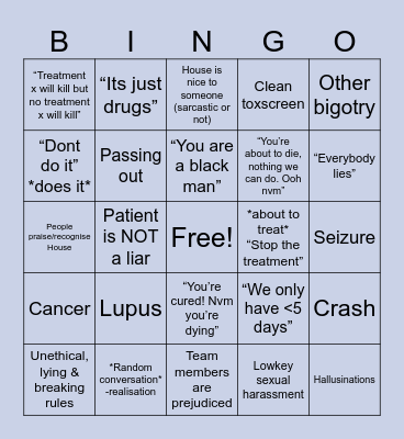 House MD Bingo Card