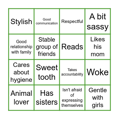 Green Flag Bingo Card