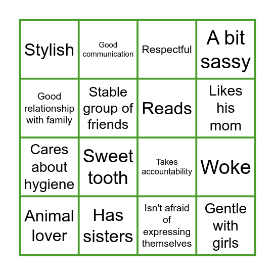 Green Flag Bingo Card