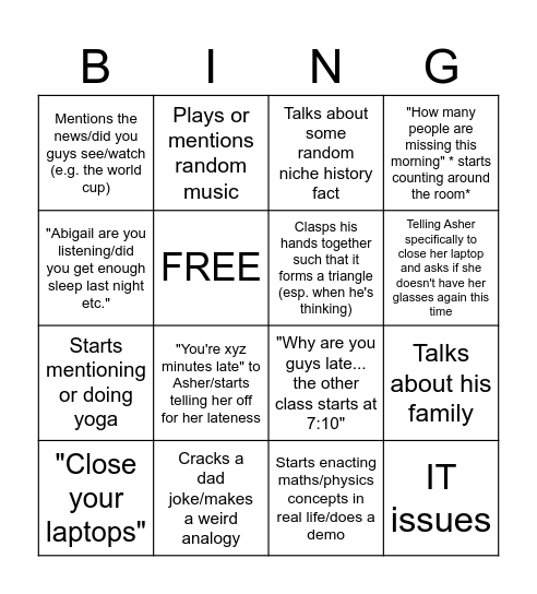 Untitled Bingo Card