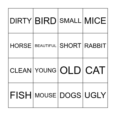 PETS Bingo Card