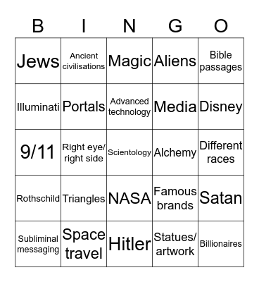 Illuminati Confirmed Bingo Card