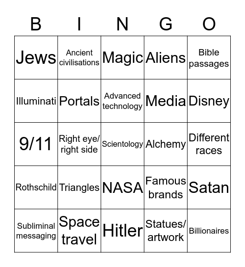 Illuminati Confirmed Bingo Card