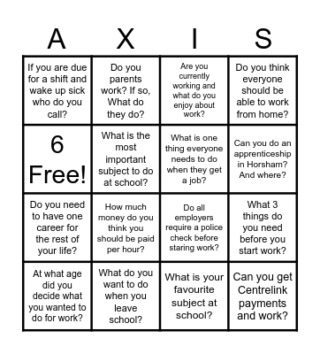 Careers Expo Bingo Card
