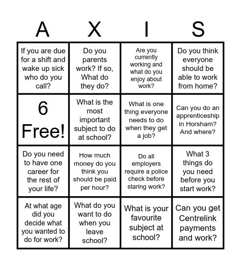 Careers Expo Bingo Card