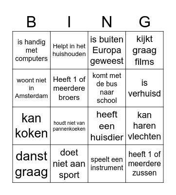 Kennismaken HV Bingo Card
