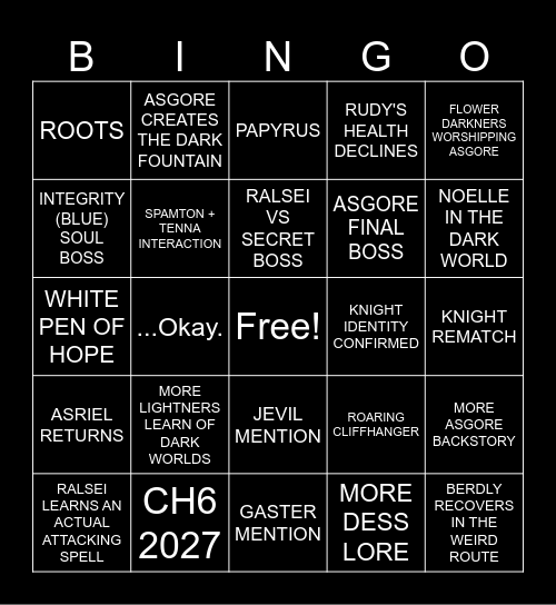 DELTARUNE CHAPTER 5 Bingo Card