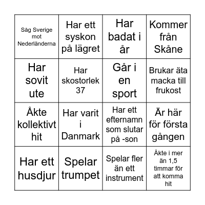 Hitta någon som... Bingo Card