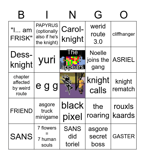 Deltarune 5 Bingo Card