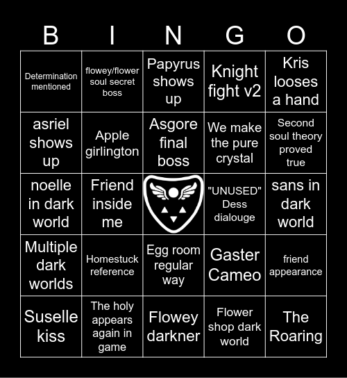 Deltarune Chapter 5 Bingo Card