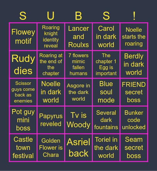 Chapter 5 Bingo Card