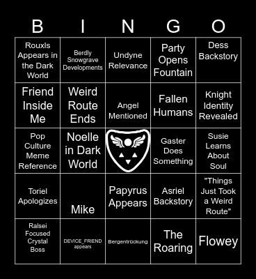 Deltarune Chapter 5 Bingo Card