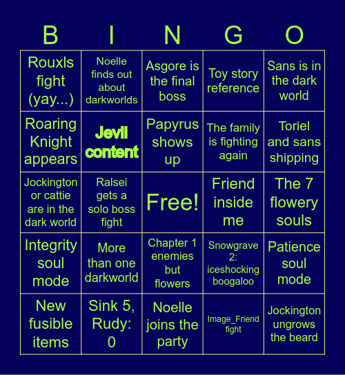 Chapter 5 Predictions Bingo Card