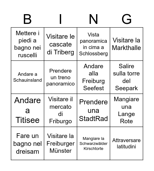 Visita Friburgo Bingo Card