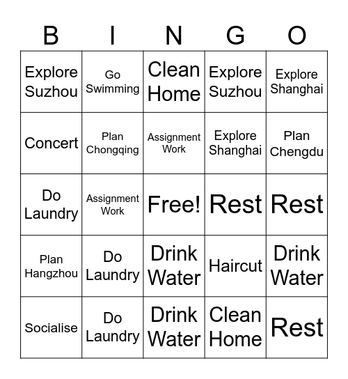 To DO List! Bingo Card