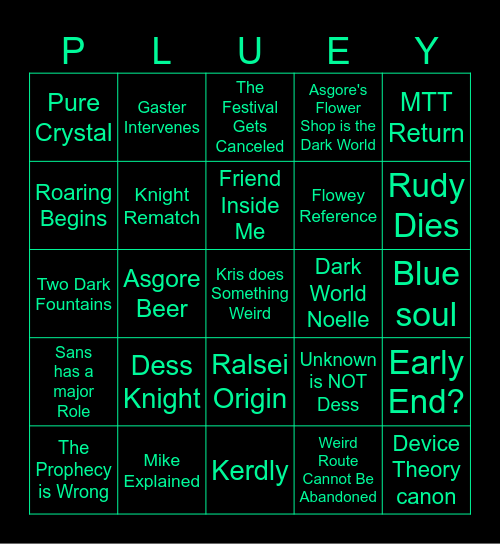 DELTARUNE Bingo Card