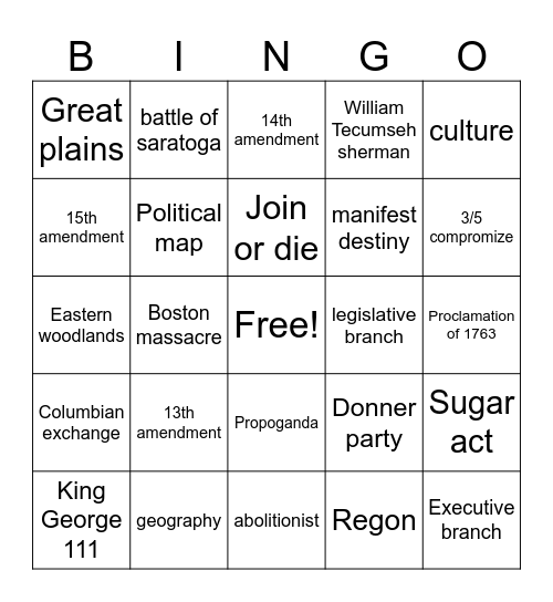 end of year bingo Card