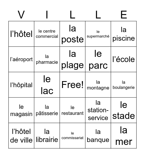 La Ville Bingo Card