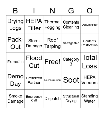SERVPRO Bingo Card