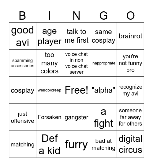 Untitled Bingo Card