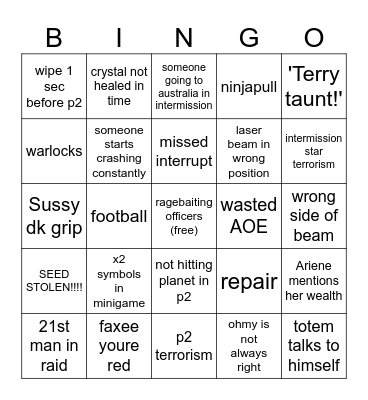 ragebait lu'ra Bingo Card