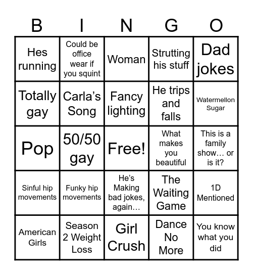 Joke all the time, Bingo occasionally Bingo Card