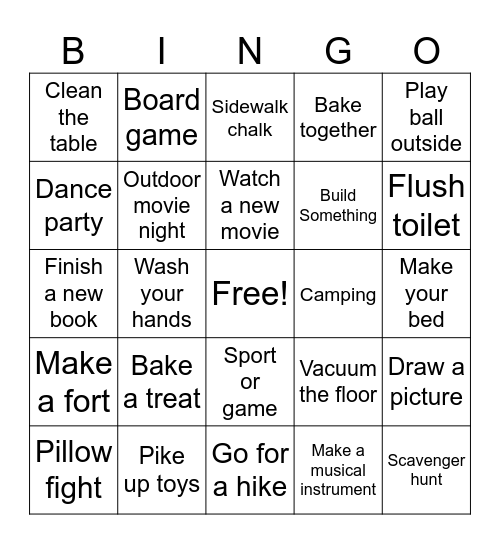 Activity BINGO Card