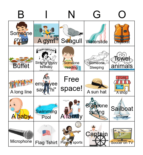 Cruise Bingo! Cross it off when you see the item. Bingo Card