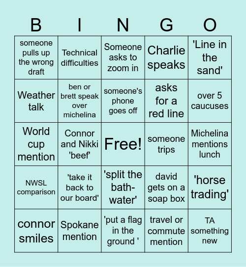USLPA BINGO Card