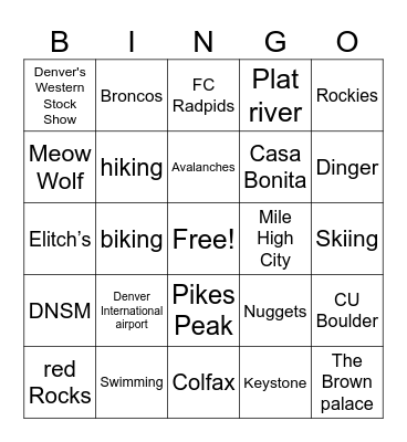 Colorado Bingo Card
